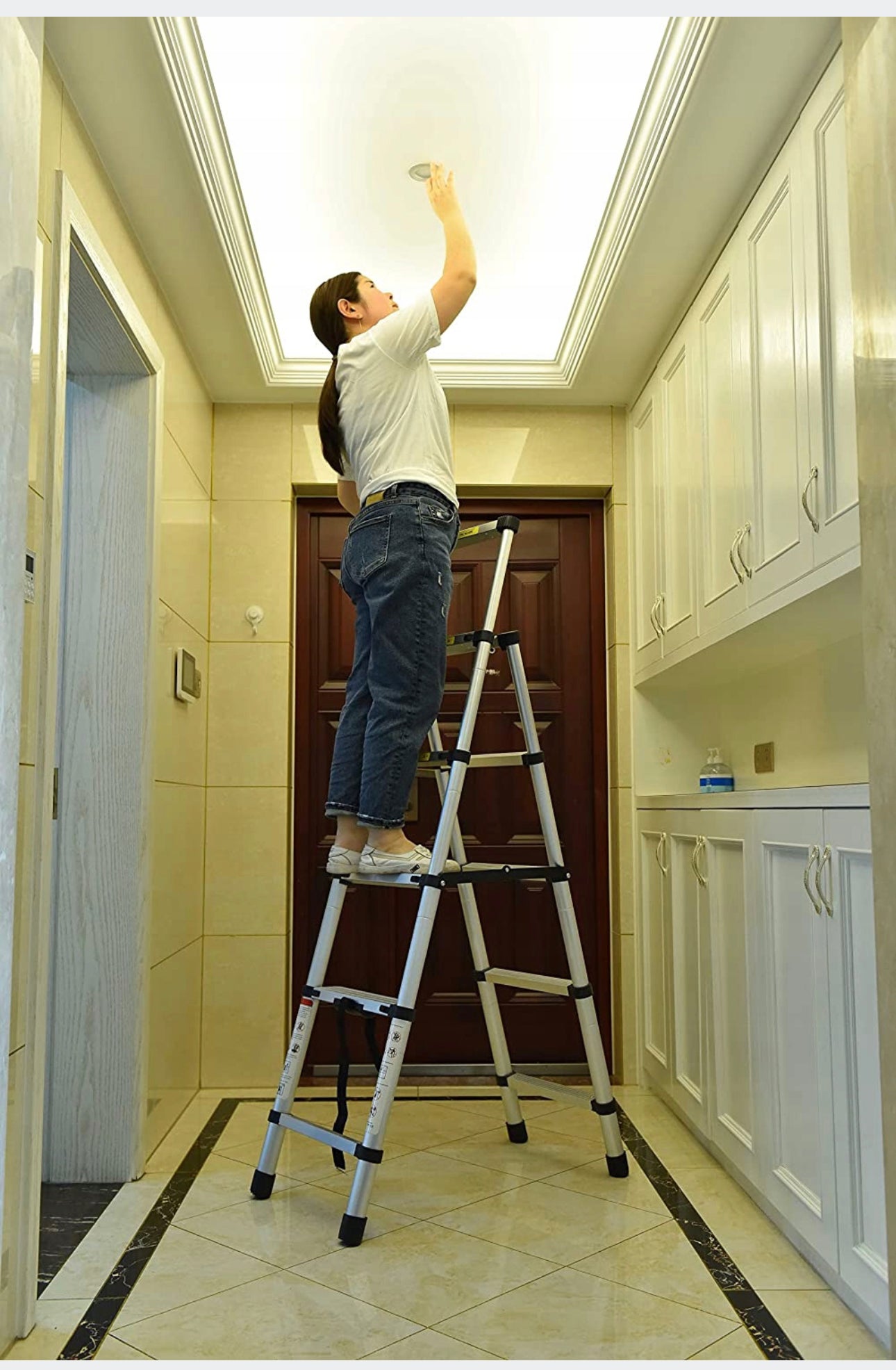6 + 7 Steps Two-sided telescopic ladder, 150kg