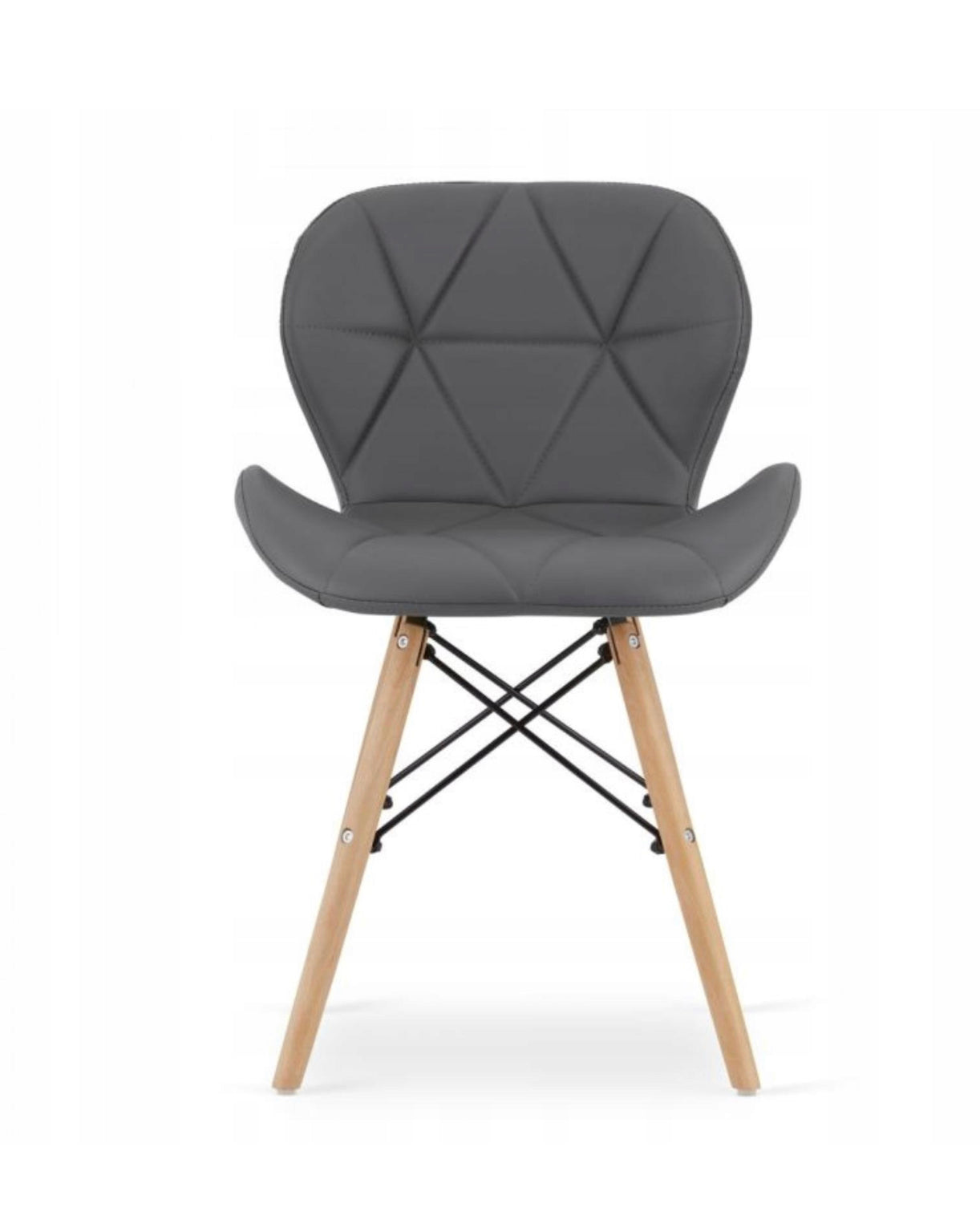 Set of 4 dark gray quilted chairs