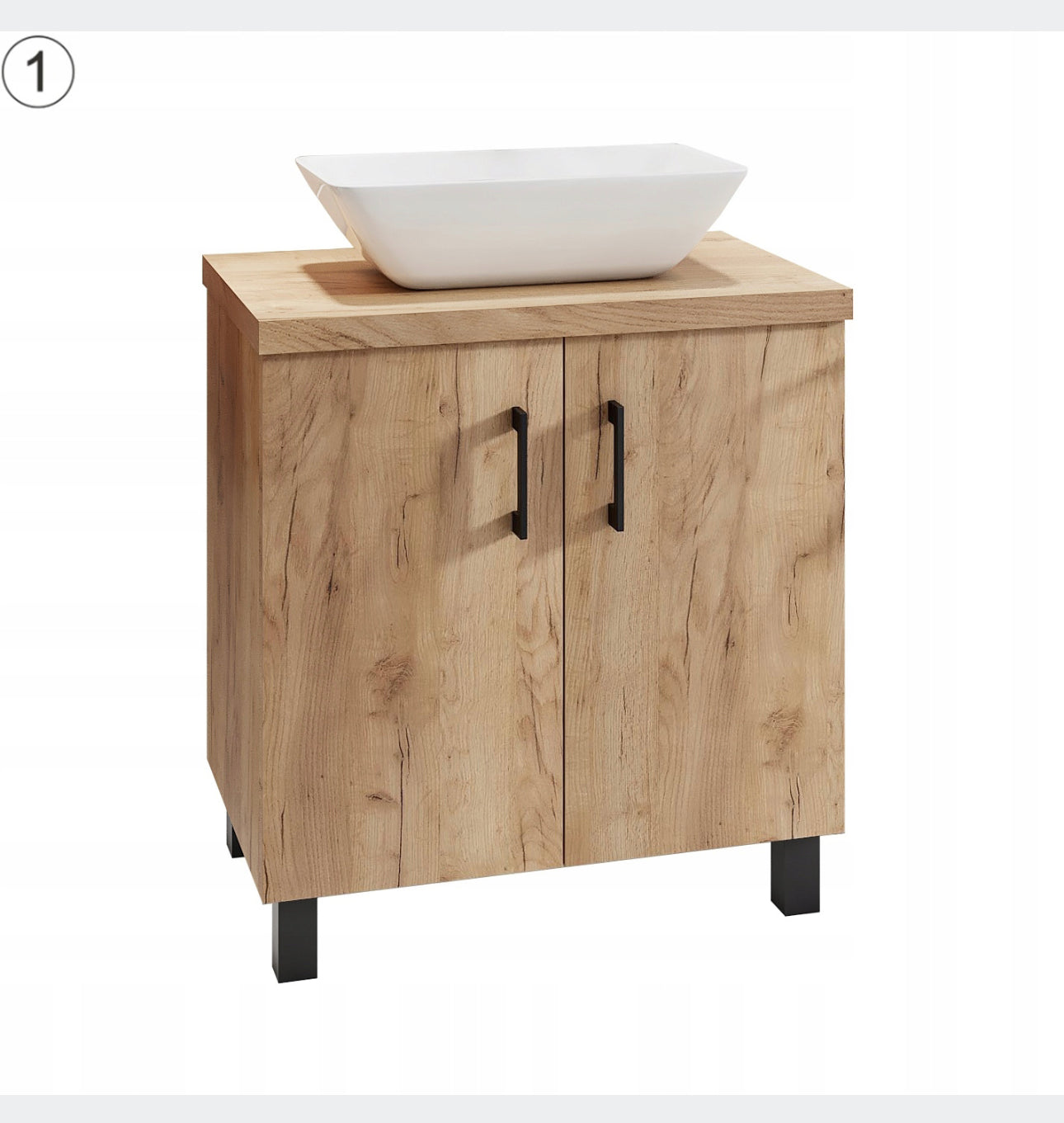 A set of bathroom cabinet + washbasin