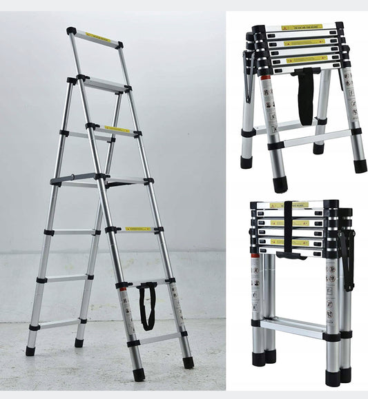 6 + 7 Steps Two-sided telescopic ladder, 150kg