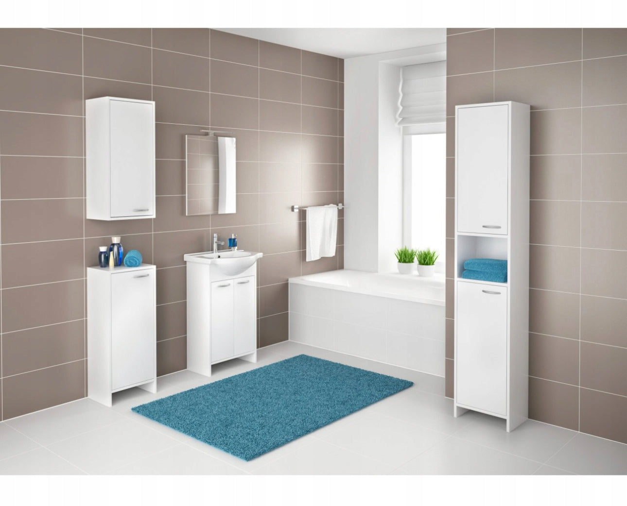 All in one set washbasin+cabinet+tap+siphon