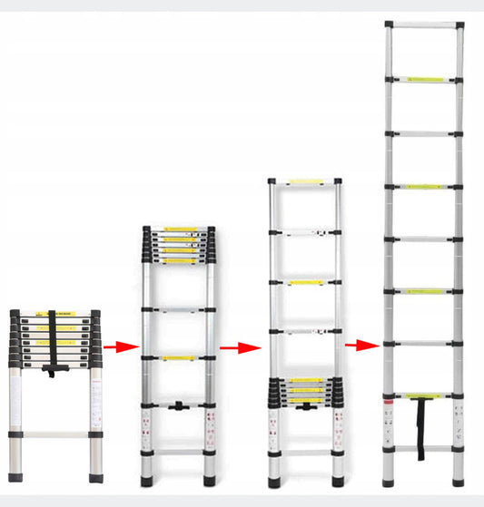TELESCOPIC LADDER ALUMINUM 2.6M 9 DEGREES 8FT5