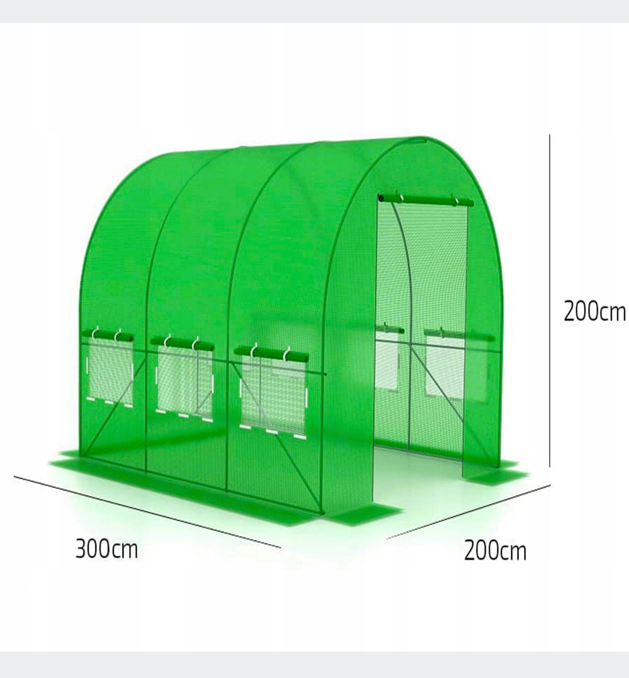 Polytunnel 6 m² 300 x 200 cm green