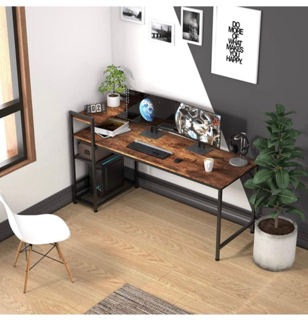 Computer Desk with Bookshelf