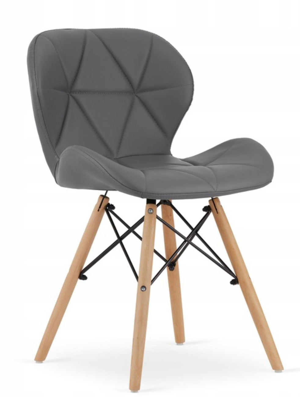 Set of 4 dark gray quilted chairs