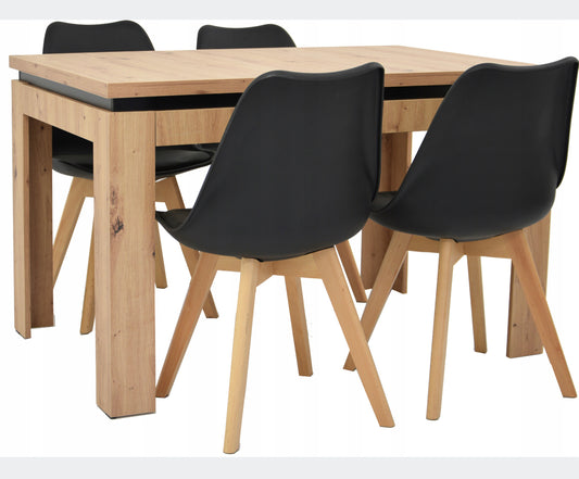 Complete table rectangular 120 x 80 cm chairs 4 pieces