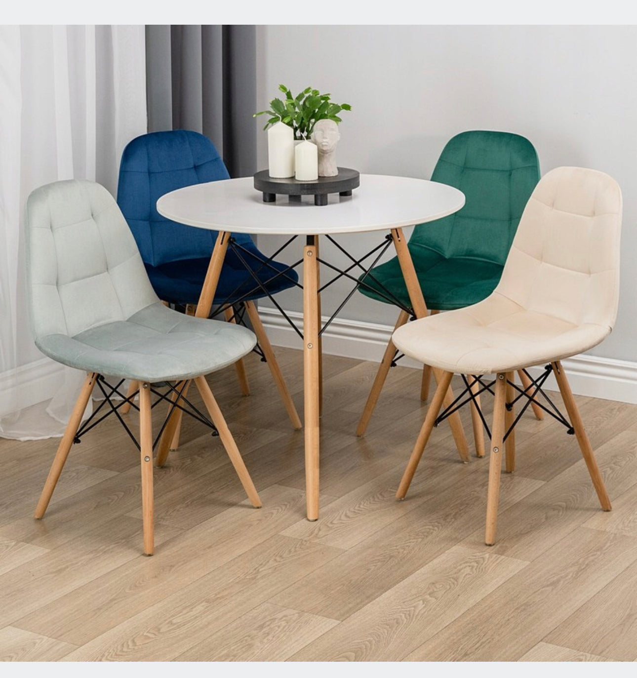 set of 4 chairs and a table