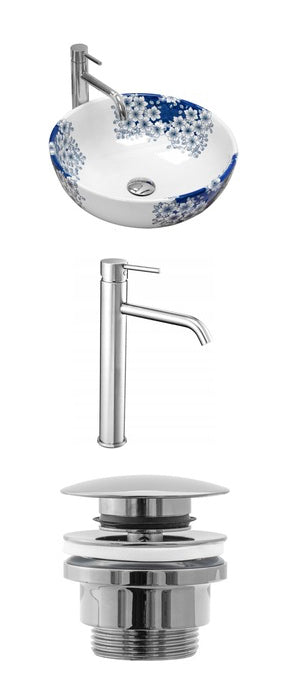 All in one set washbasin+tap+plug