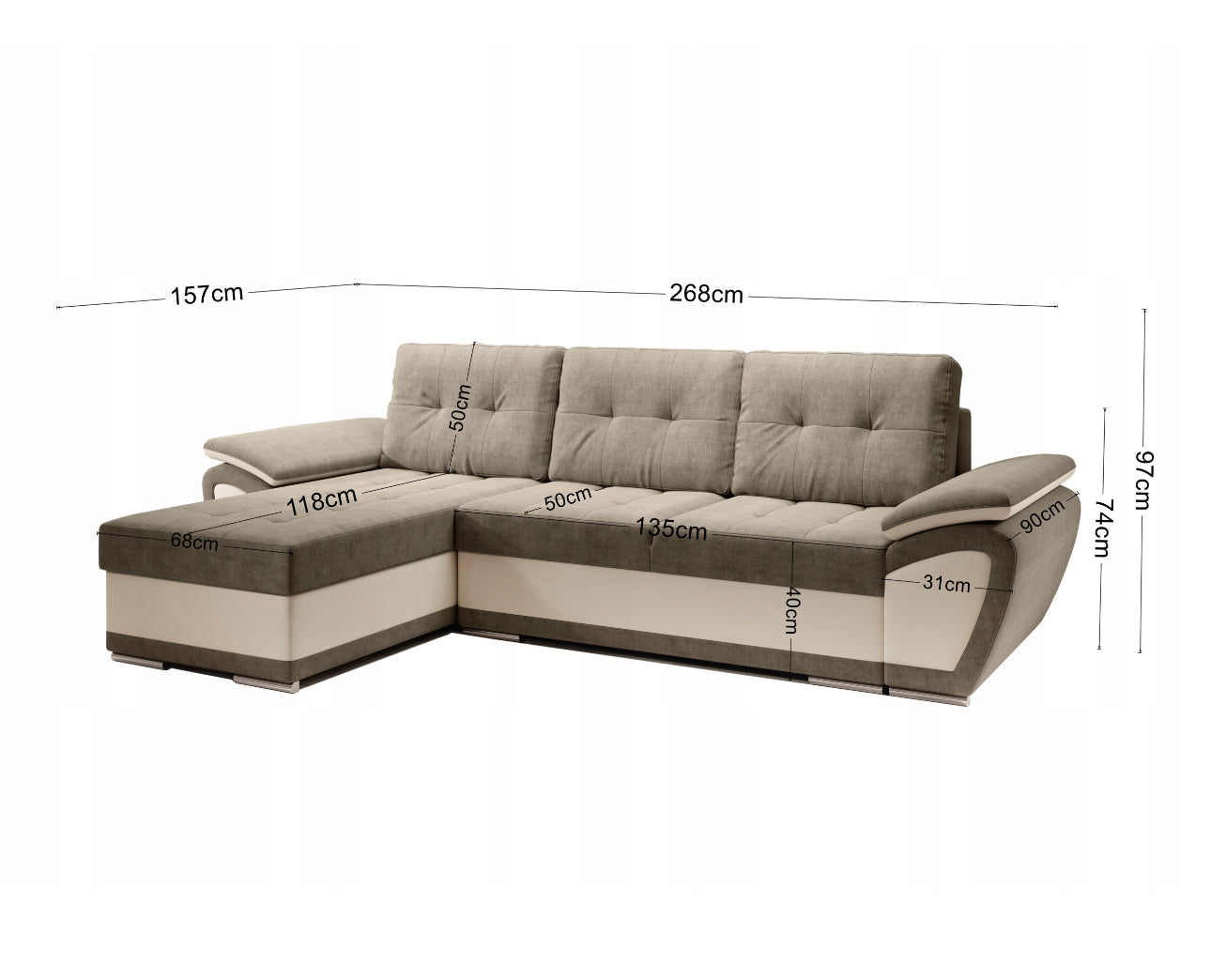 Corner sofa with sleeping function