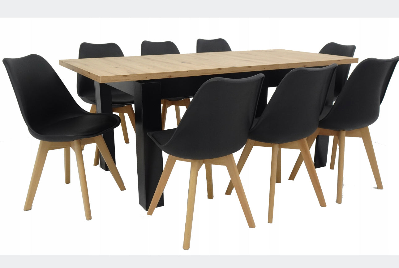 Complete table rectangular 140 x 80 cm chairs 8 pieces