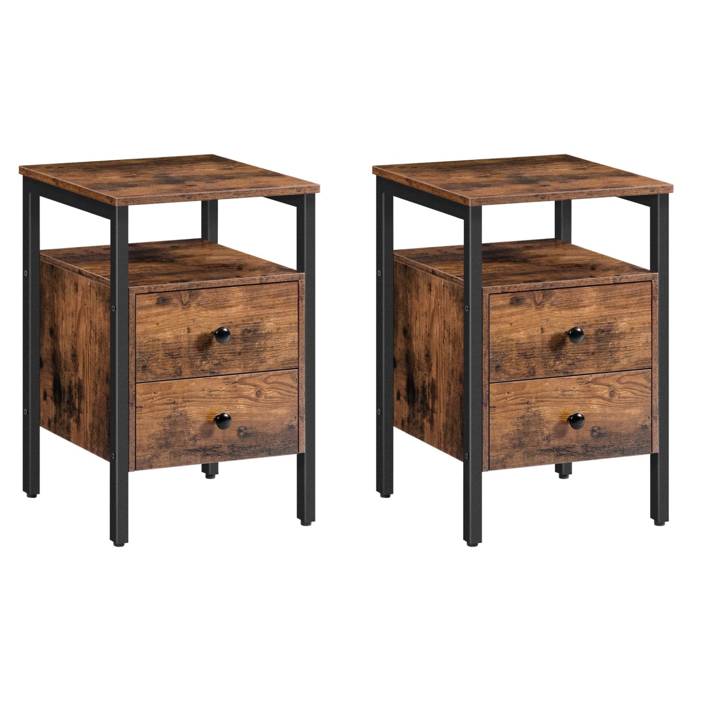 set of 2 bedside with 2 drawers
