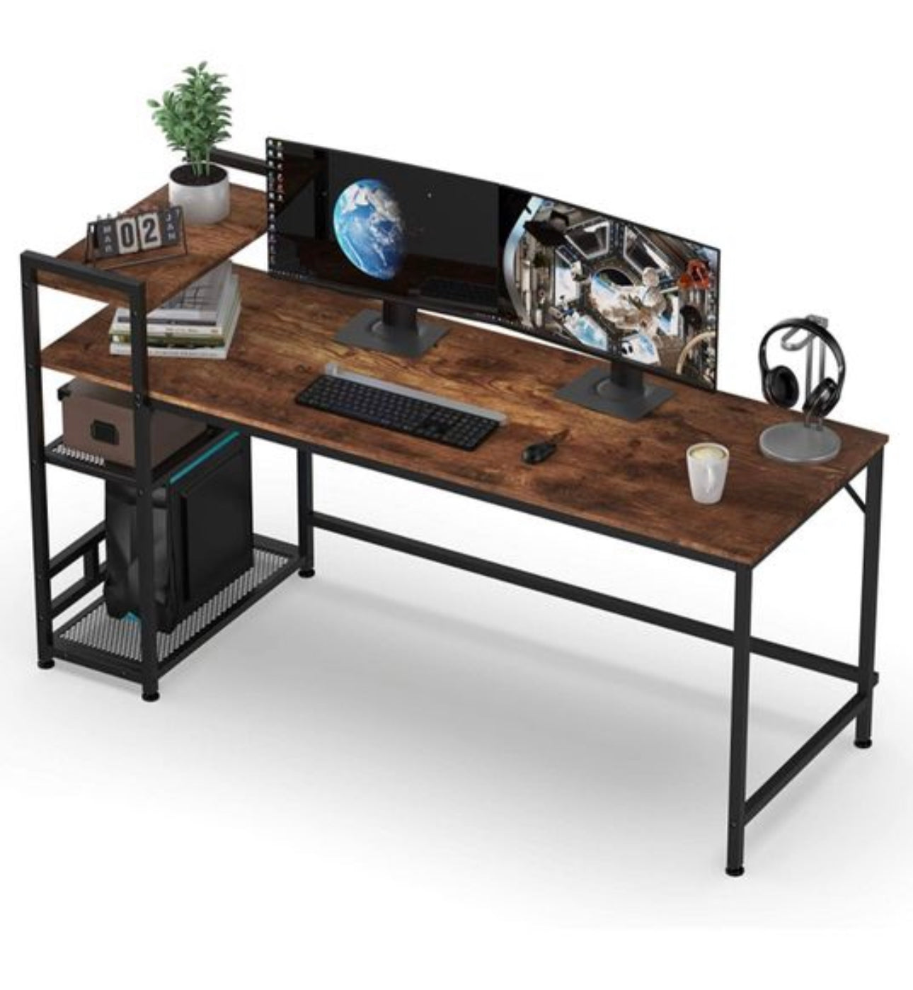 Computer Desk with Bookshelf