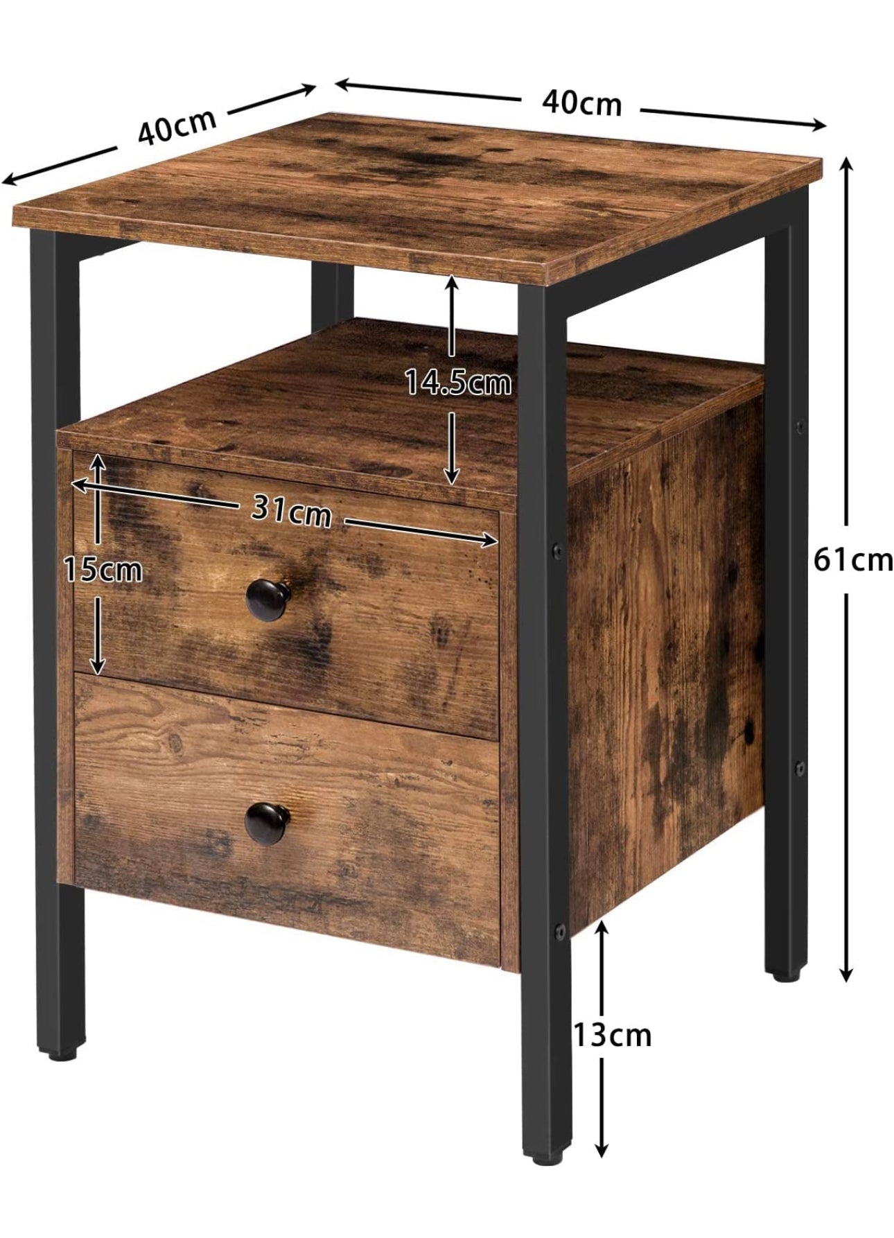 set of 2 bedside with 2 drawers