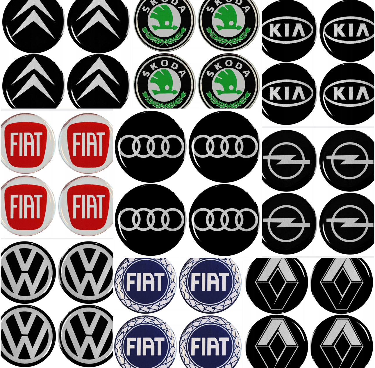 4+4 Hubcaps+car logos 15 inch