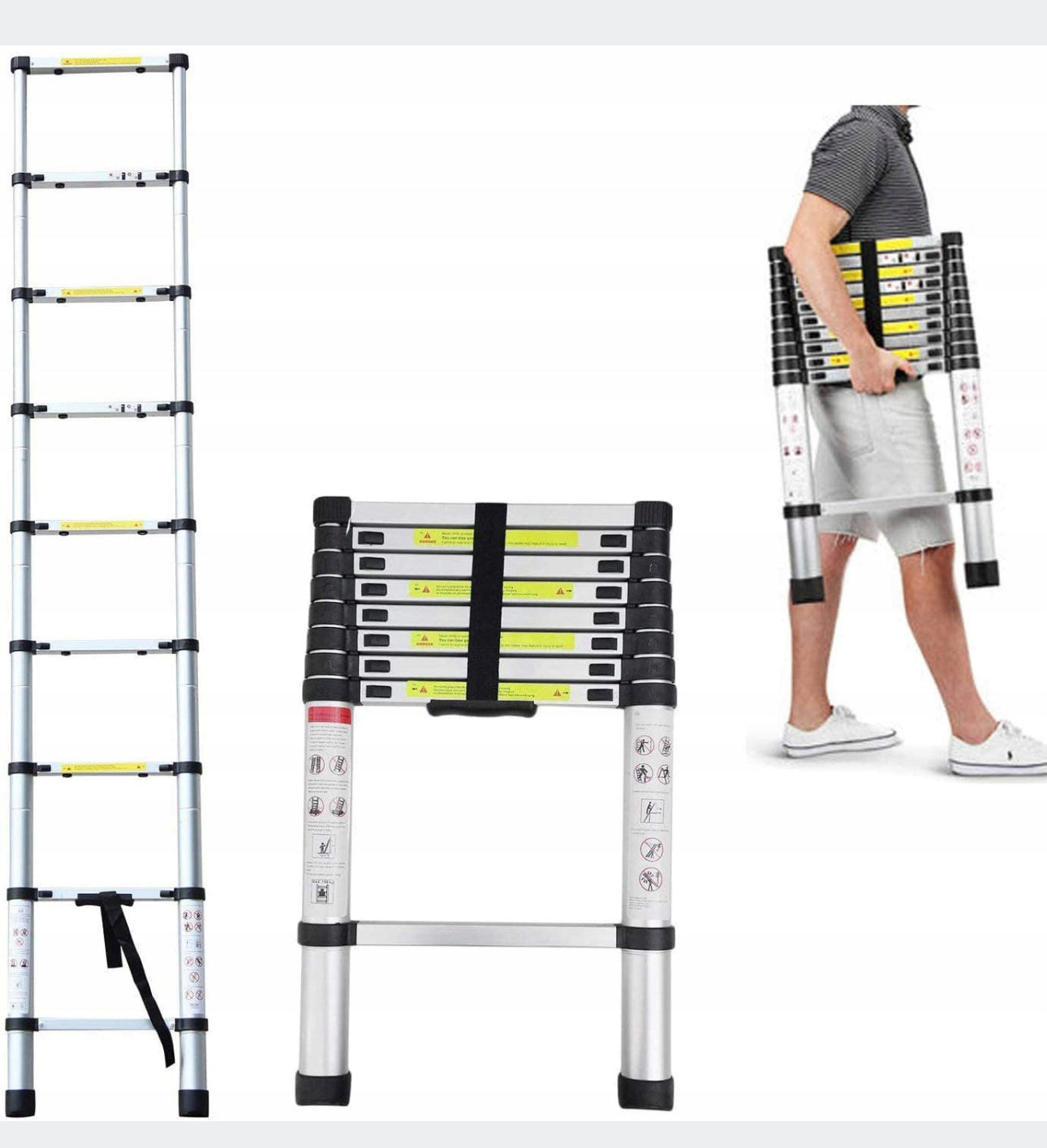 TELESCOPIC LADDER ALUMINUM 2.6M 9 DEGREES 8FT5