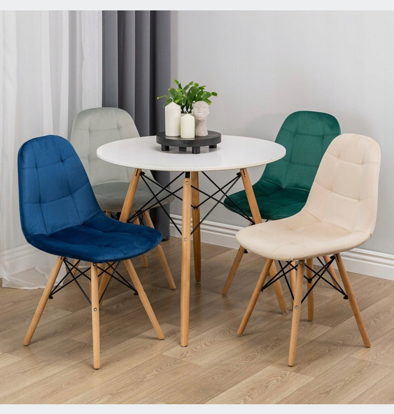 set of 4 chairs and a table