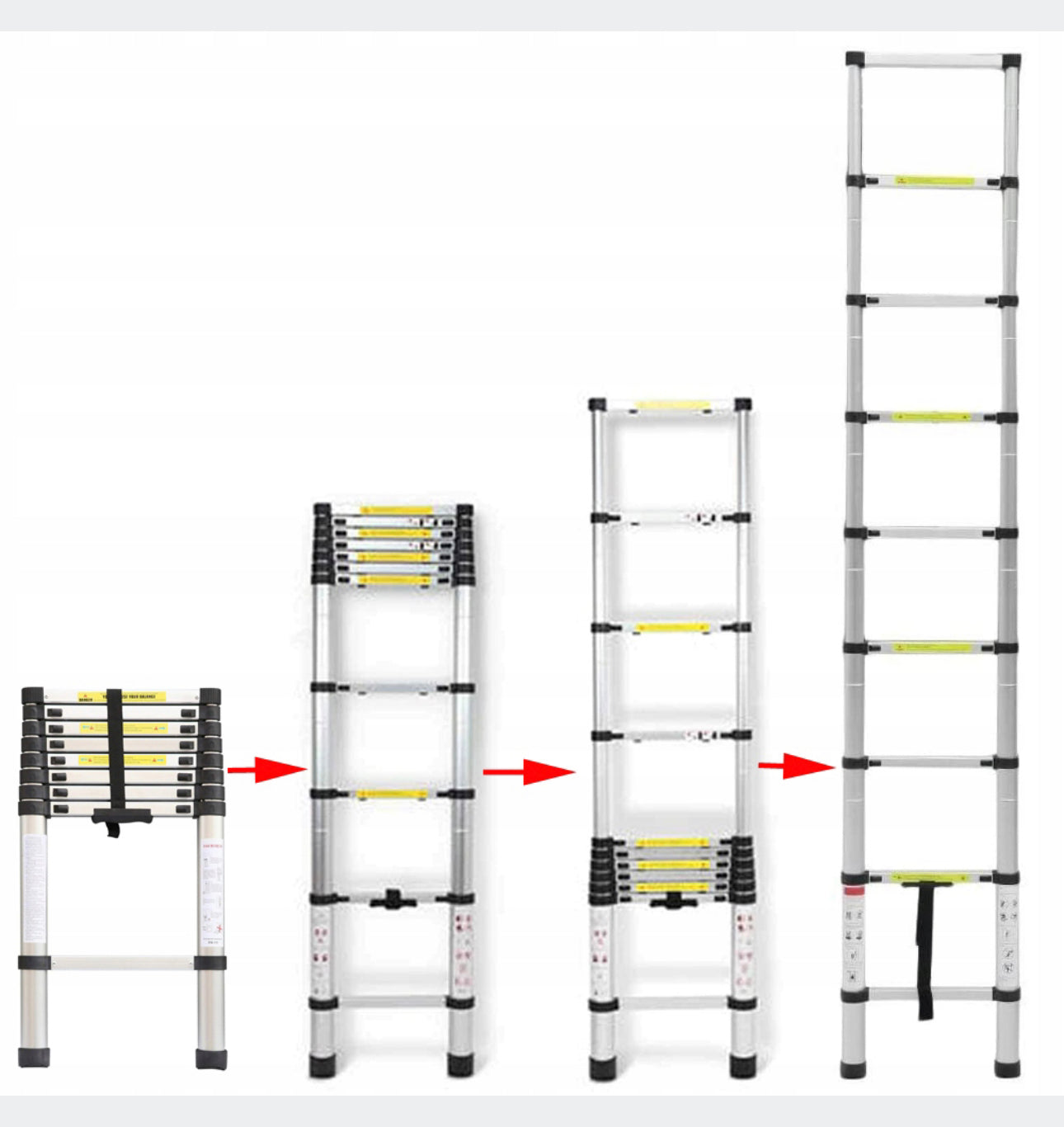 3,2 m Foldable TELESCOPIC LADDER Aluminum