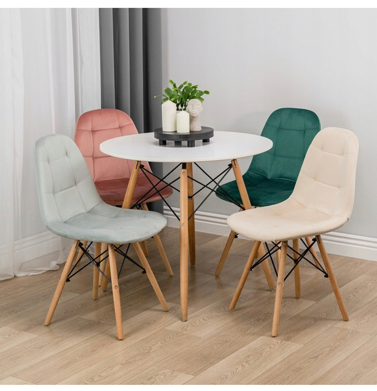 set of 4 chairs and a table