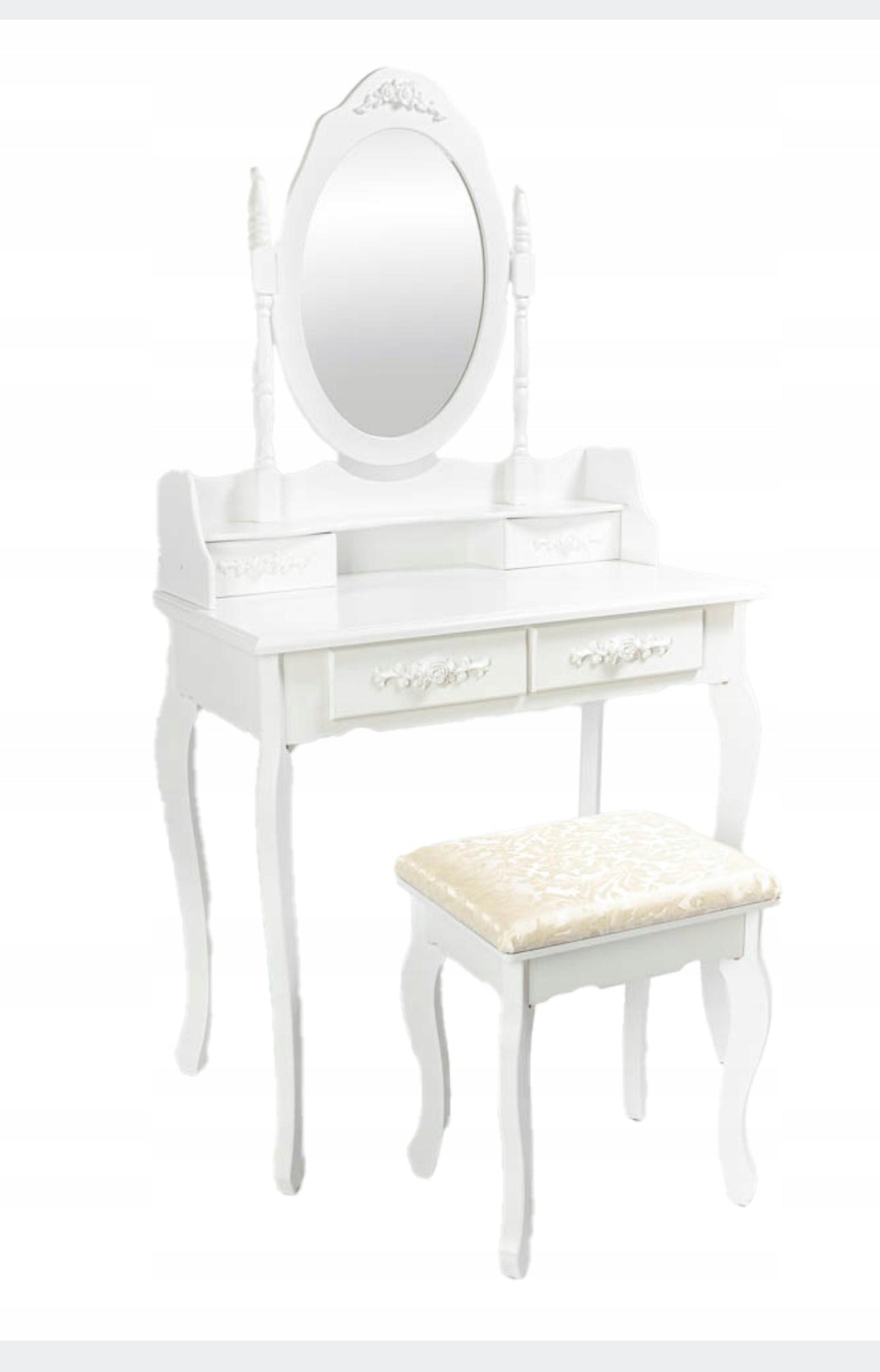COSMETIC DRESSING SET with mirror white + STOOL