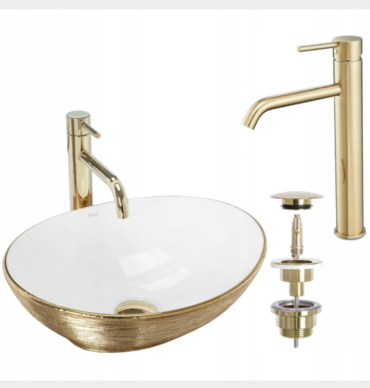 All in one set washbasin+tap+plug