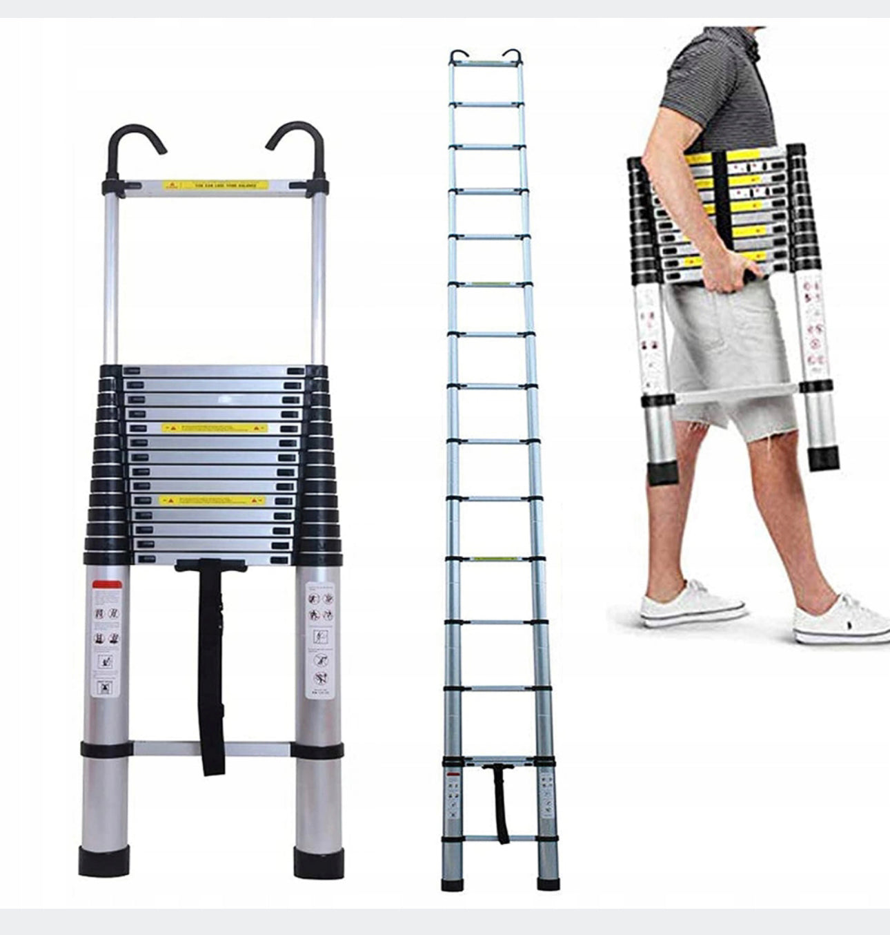 Folding telescopic ladder with 6.2m hook * 2