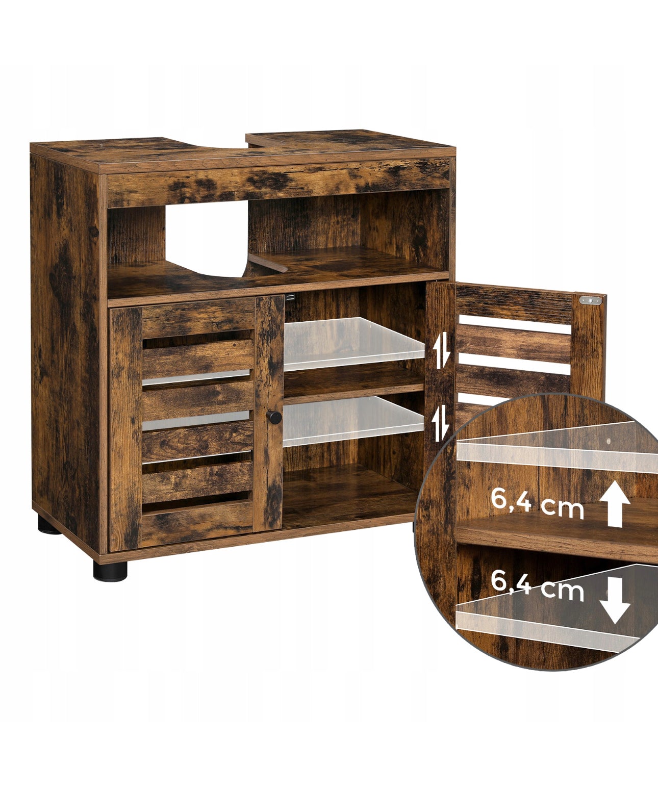 The brown LOFT standing cabinet under the washbasin