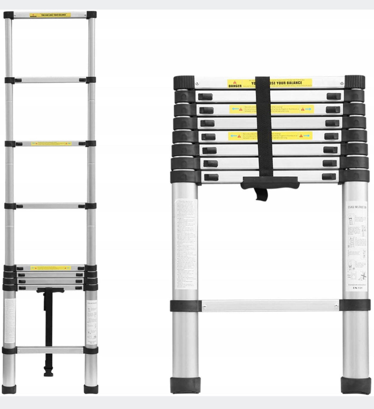 TELESCOPIC LADDER ALUMINUM 2.6M 9 DEGREES 8FT5