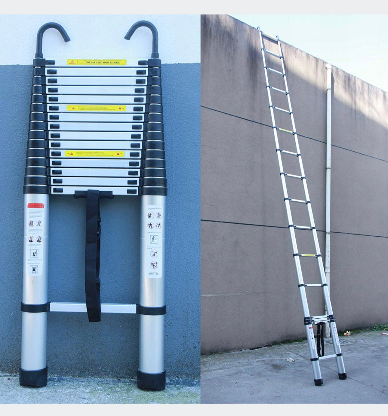 Folding telescopic ladder with 6.2m hook * 2