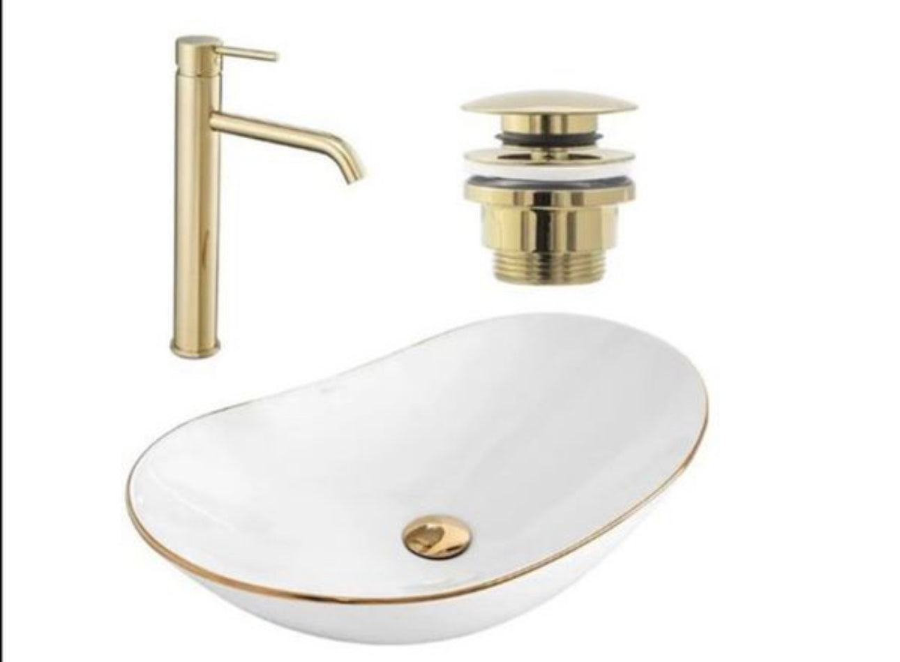 All in one set washbasin+tap+plug