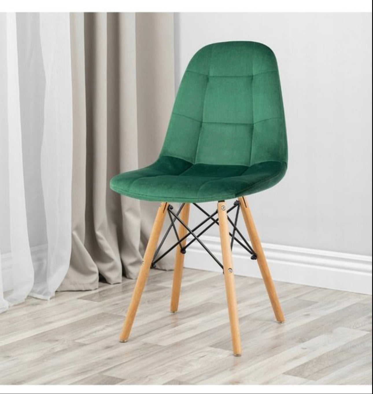 4x QUILTED velour upholstered CHAIR