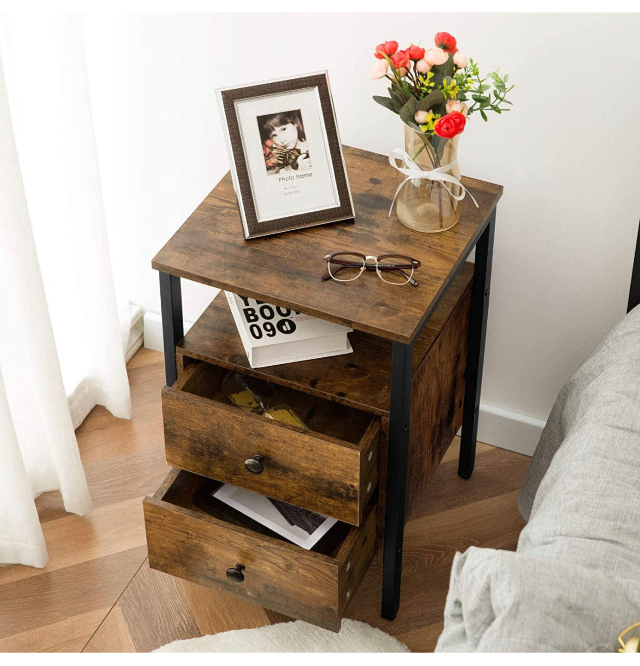 set of 2 bedside with 2 drawers