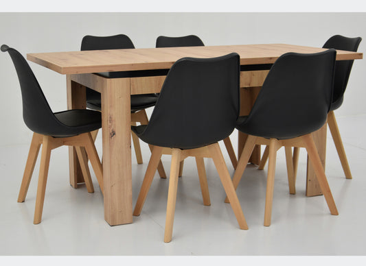Complete table rectangular 120 x 80 cm chairs 6 pieces