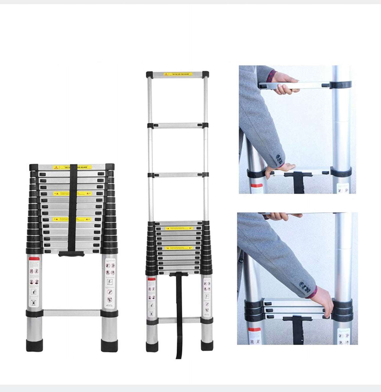 Folding telescopic ladder with 6.2m hook * 2