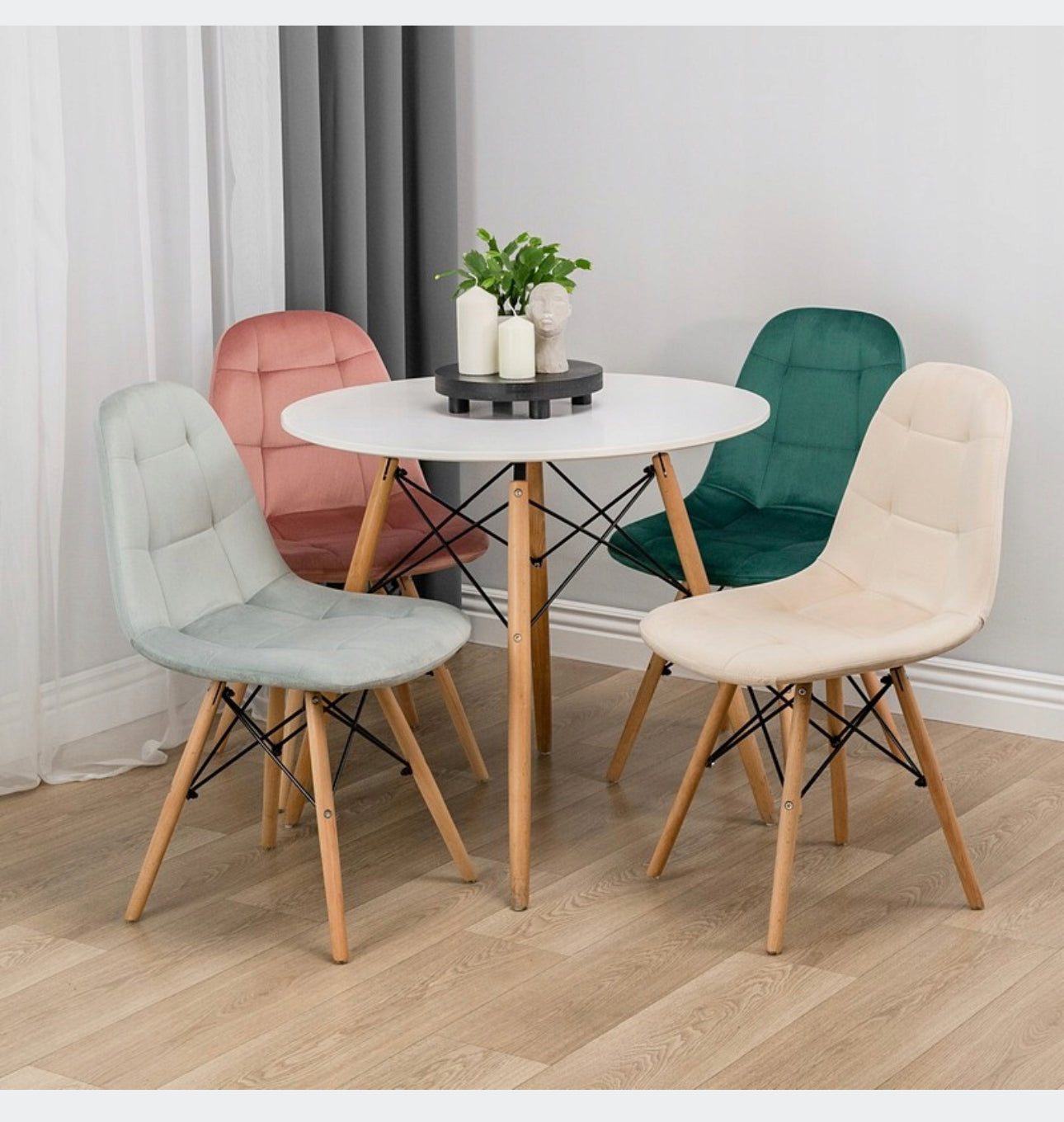 set of 4 chairs and a table