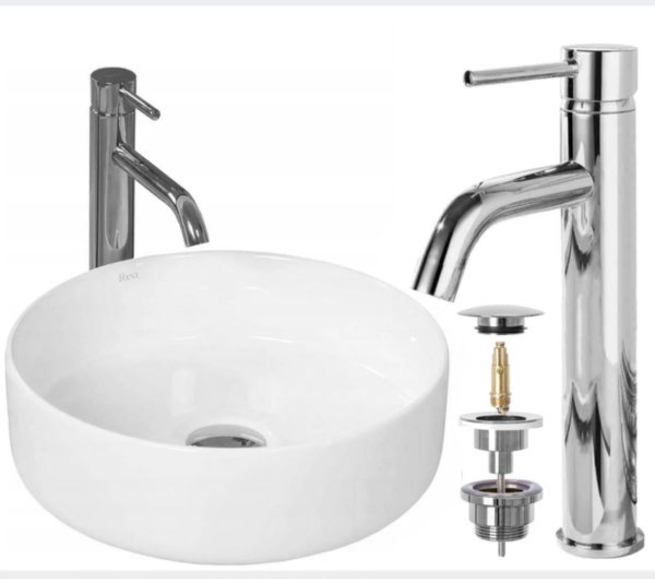 All in one set washbasin+tap+plug