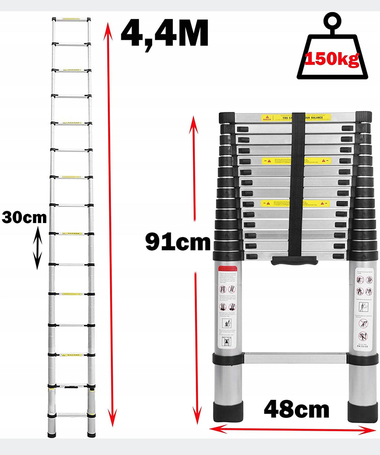 High Quality 4m Aluminum Telescopic Ladder