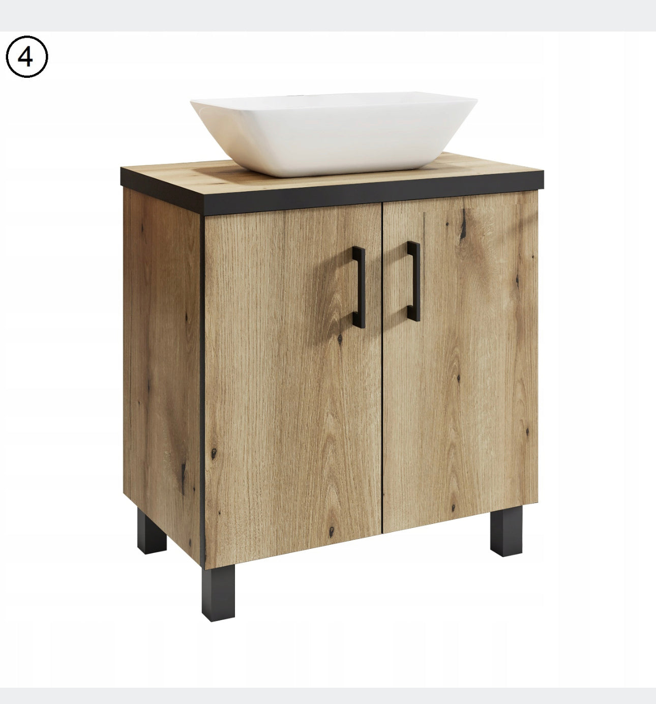 A set of bathroom cabinet + washbasin