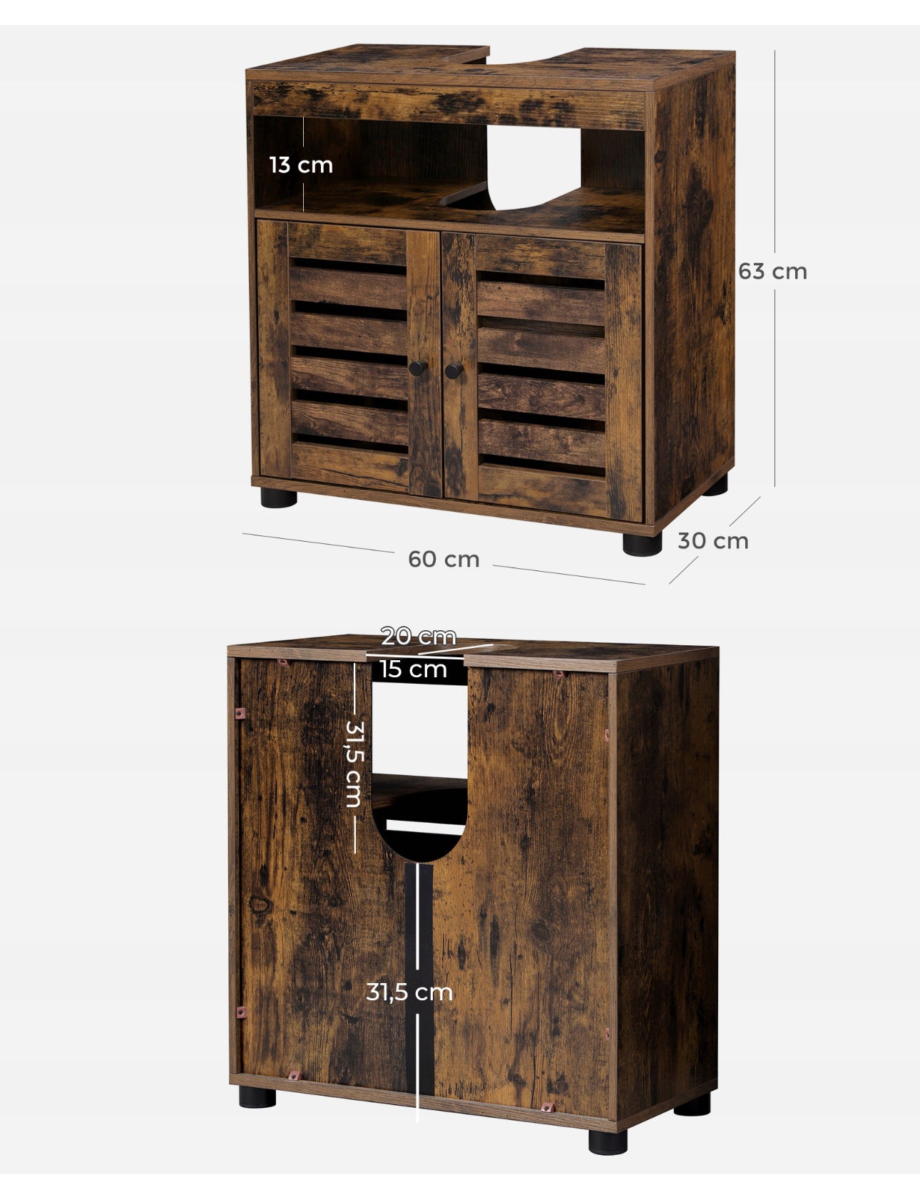 The brown LOFT standing cabinet under the washbasin