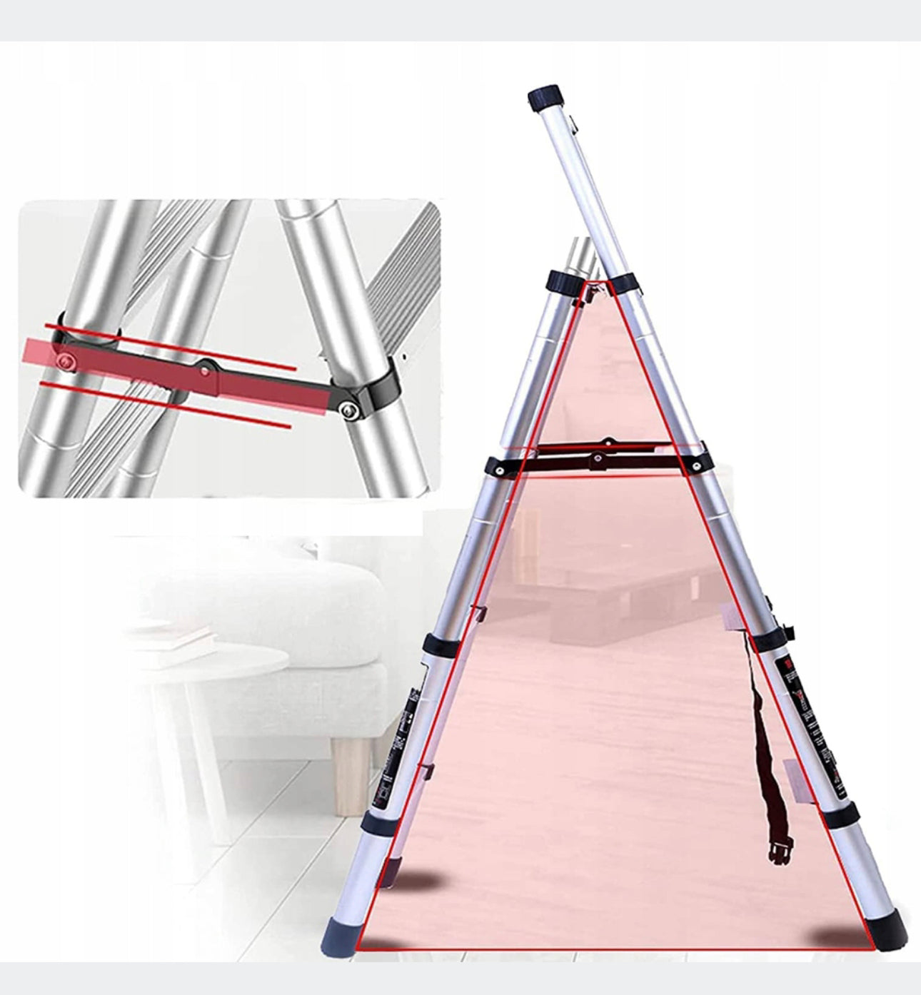 6 + 7 Steps Two-sided telescopic ladder, 150kg