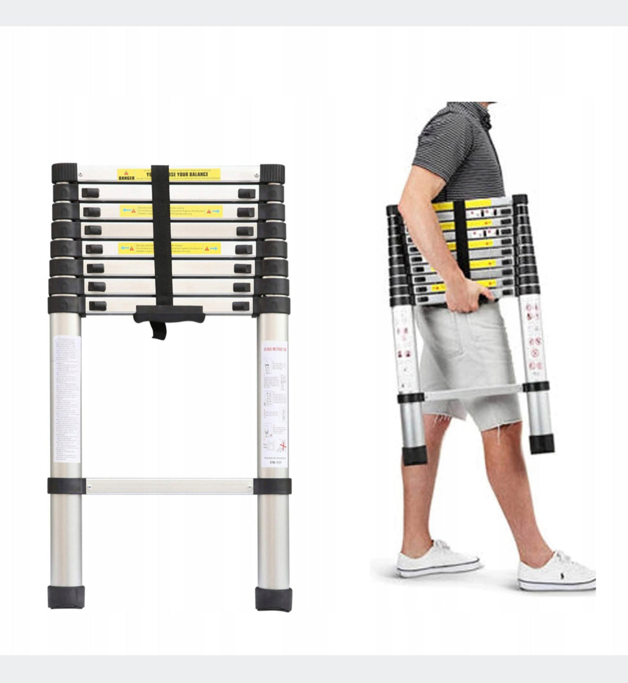 TELESCOPIC LADDER ALUMINUM 2.6M 9 DEGREES 8FT5