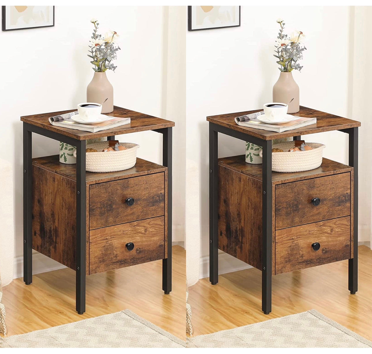 set of 2 bedside with 2 drawers