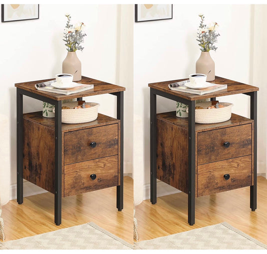 set of 2 bedside with 2 drawers