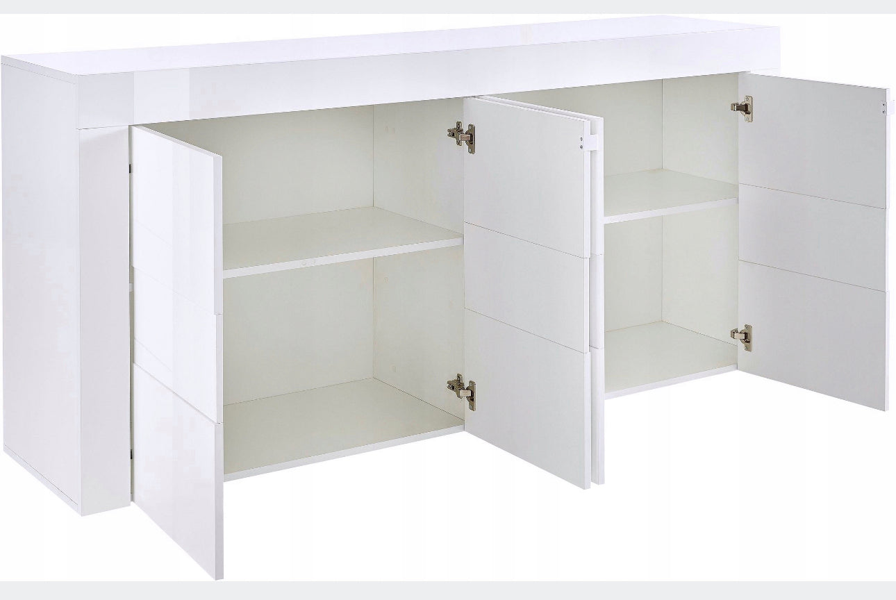 Beauty 4-door chest of drawers, white gloss lacquer + concrete look