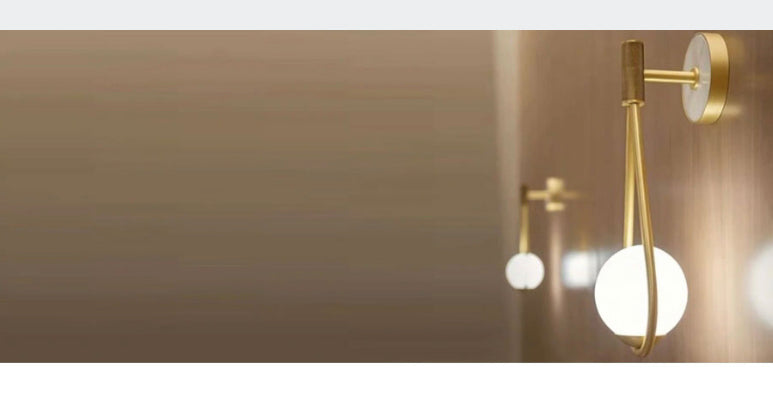 A set of 2 wall lamps milk ball gold