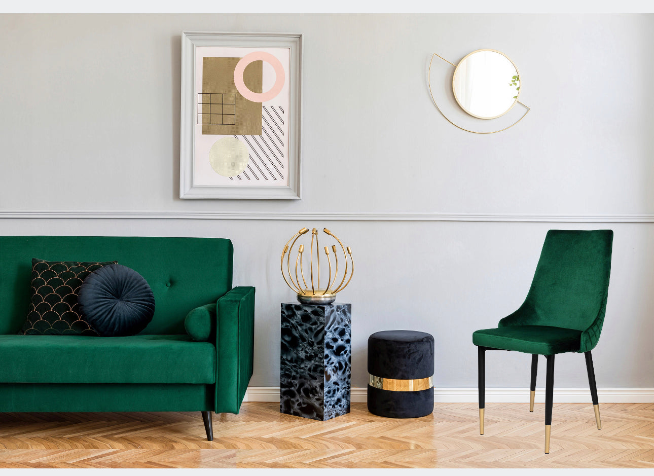 Set of 4 velvet chairs