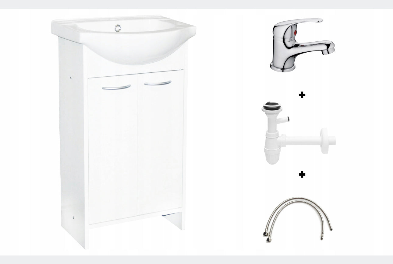 All in one set washbasin+cabinet+tap+siphon