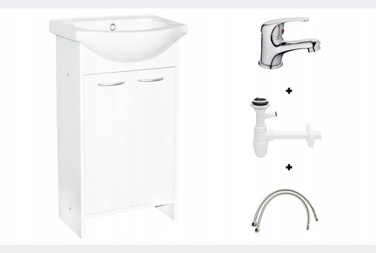 All in one set washbasin+cabinet+tap+siphon