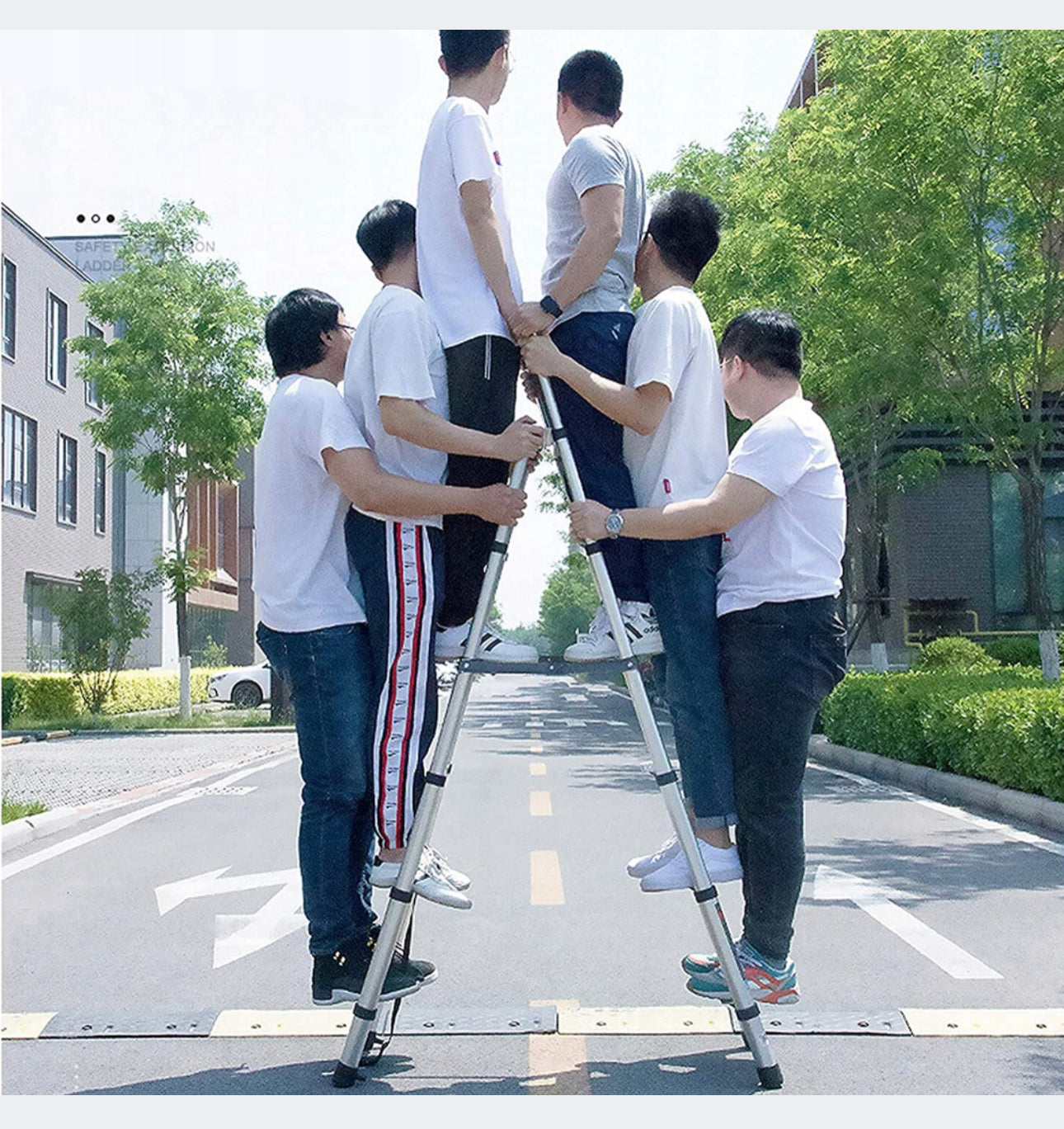 6 + 7 Steps Two-sided telescopic ladder, 150kg