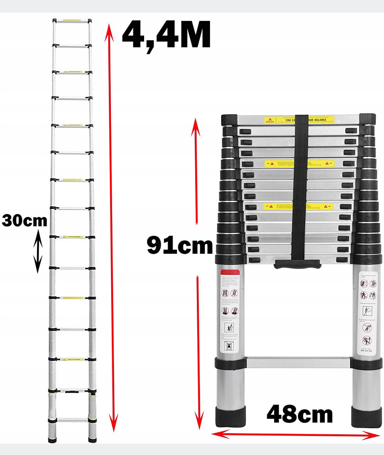 4,4m Folding TELESCOPIC LADDER Aluminum