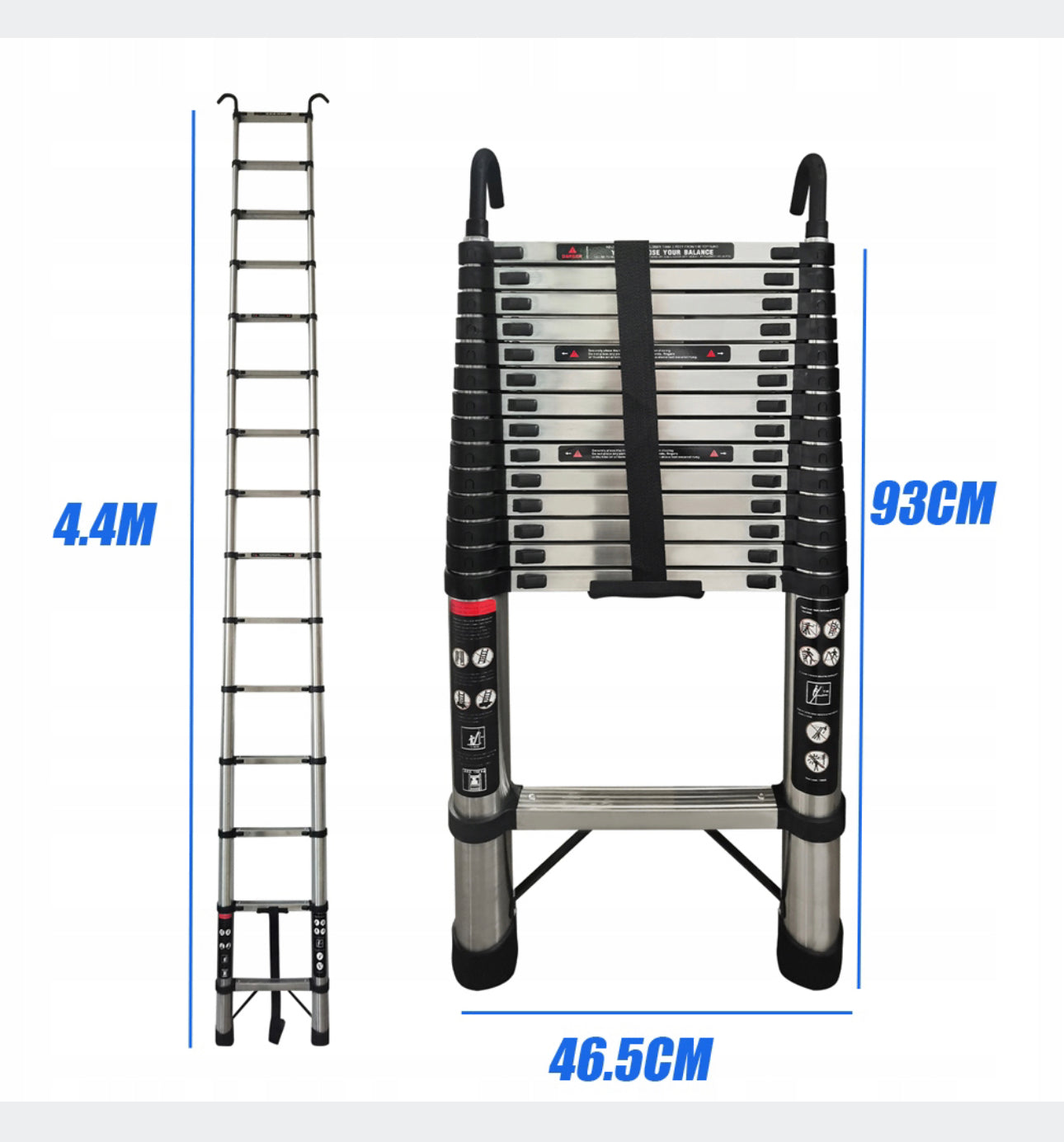 Folding Telescopic Ladder 4.4M 150kg with Hakiems
